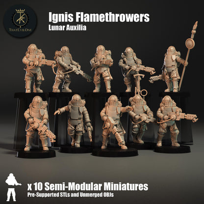 Lunar Auxilia Flamers, Semi-Modular Sci-Fi warriors by ThatEvilOne, Sci-Fi Wargames Proxy, Imperial Auxillia Army