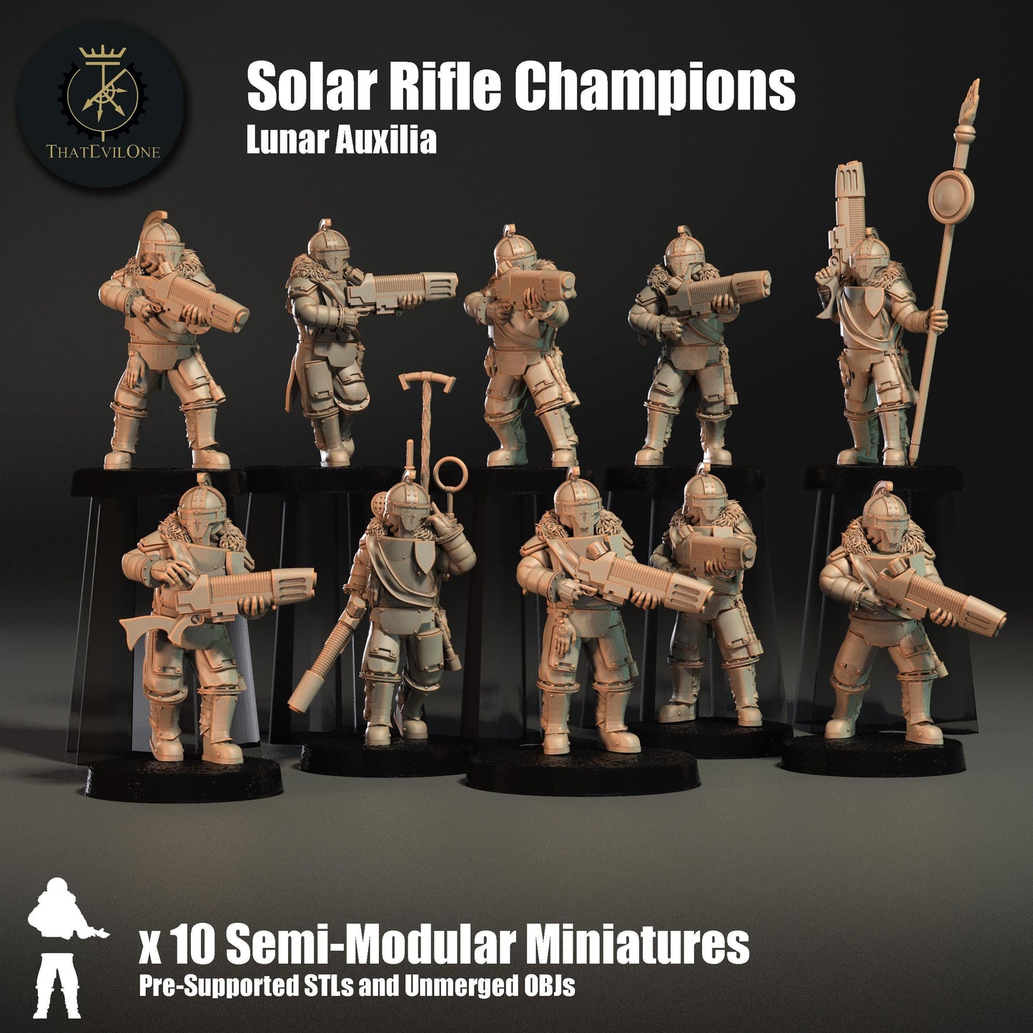 Lunar Auxilia Solar Rifles, Semi-Modular Sci-Fi warriors by ThatEvilOne, Sci-fi Wargames Proxy, Imperial Auxillia Army