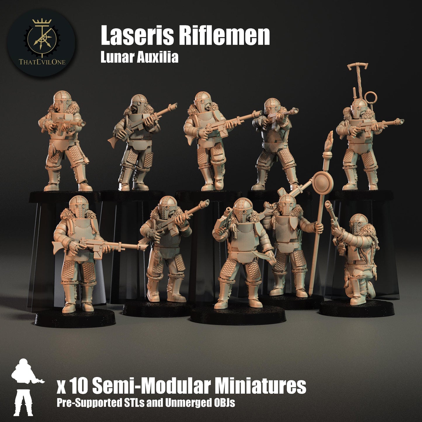 Lunar Auxilia Laseris Rifles, Semi-Modular Sci-Fi warriors by ThatEvilOne, Sci-Fi Wargames Proxy, Imperial Auxillia Army