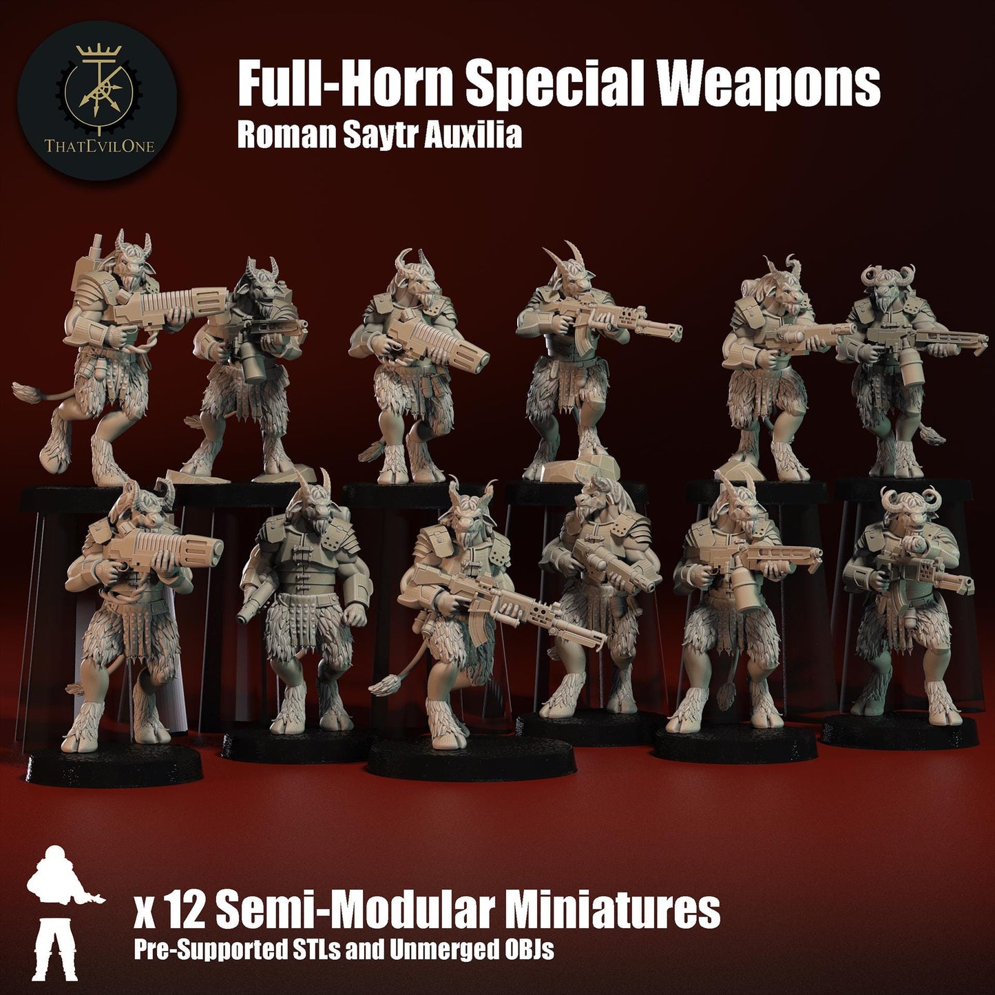 Roman Saytr Full-Horn Special Weapon, Monopose Sci-Fi warriors by ThatEvilOne, Sci-fi Wargames Proxy, Beastmen Roman-inspired chaos army
