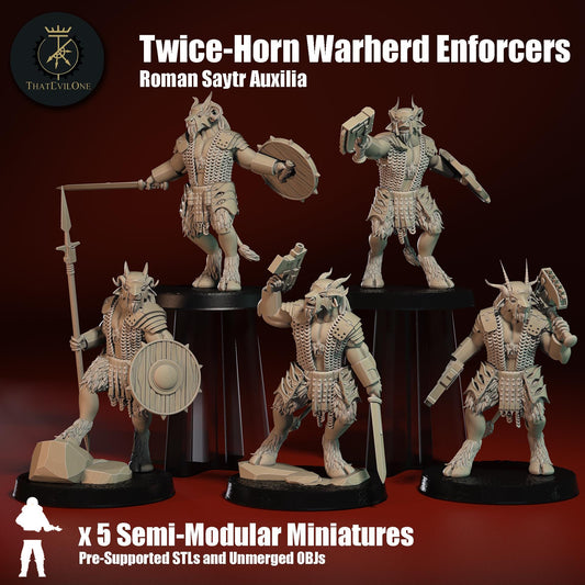 Roman Saytr Twice-Horn Enforcers, Monopose Sci-Fi warriors by ThatEvilOne, Sci-fi Wargames Proxy, Beastmen Roman-inspired chaos army