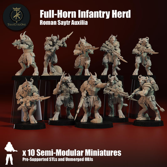 Roman Modular Saytr "Full-Horn" Infantry, Semi-Modular Sci-Fi warriors by ThatEvilOne, Sci-fi Wargames, Beastmen Roman-inspired chaos army