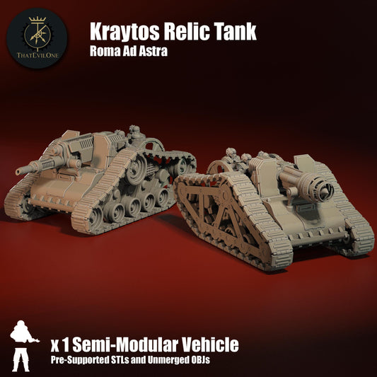 Kraytos Relic Tank, Modular Sci-Fi Vehicle by ThatEvilOne, Sci-Fi Wargames Proxy, Imperial heretic Auxilia Army