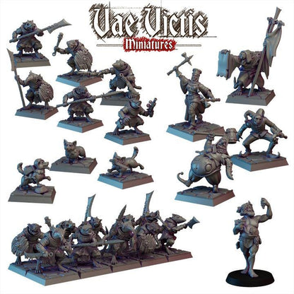 Ratkin Warband, Field Surgeon. Drummer, Noble Fighter,  Fantasy Miniatures by Vae Victis, perfect for Fantasy Wargames and Tabletop RPGs