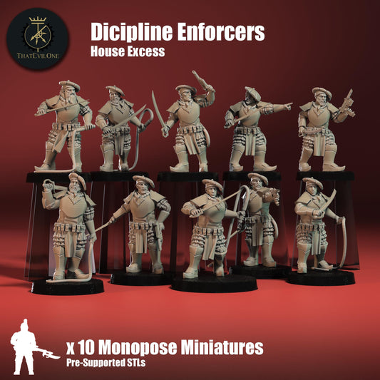 House Excess Enforcers, Monopose Sci-Fi warriors by ThatEvilOne, Sci-Fi Wargames Proxy, Imperial heretic Auxillia Landsknecht Heresy Models