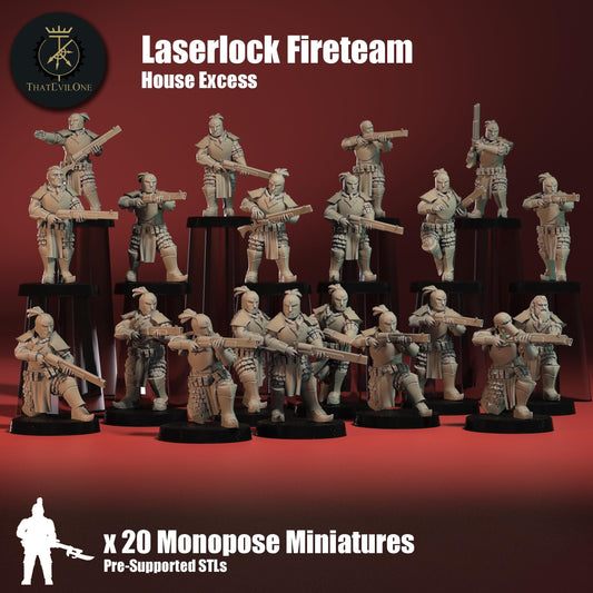 House Excess Laserlocks, Monopose Sci-Fi warriors by ThatEvilOne, Sci-Fi Wargames Proxy, Imperial heretic Auxillia Landsknecht