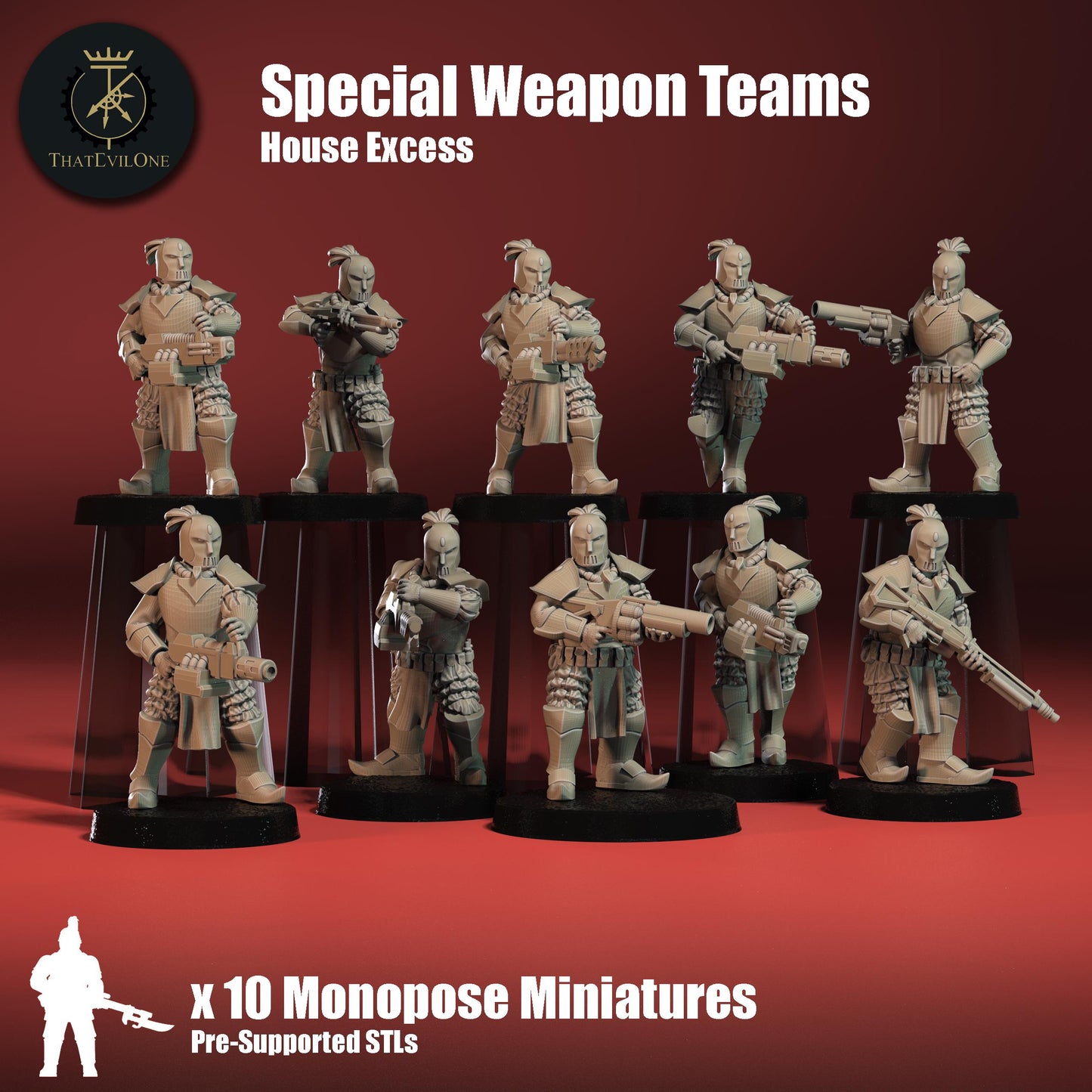 House Excess Special Weapons, Monopose Sci-Fi warriors by ThatEvilOne, Sci-Fi Wargames Proxy, Imperial heretic Auxillia Landsknecht