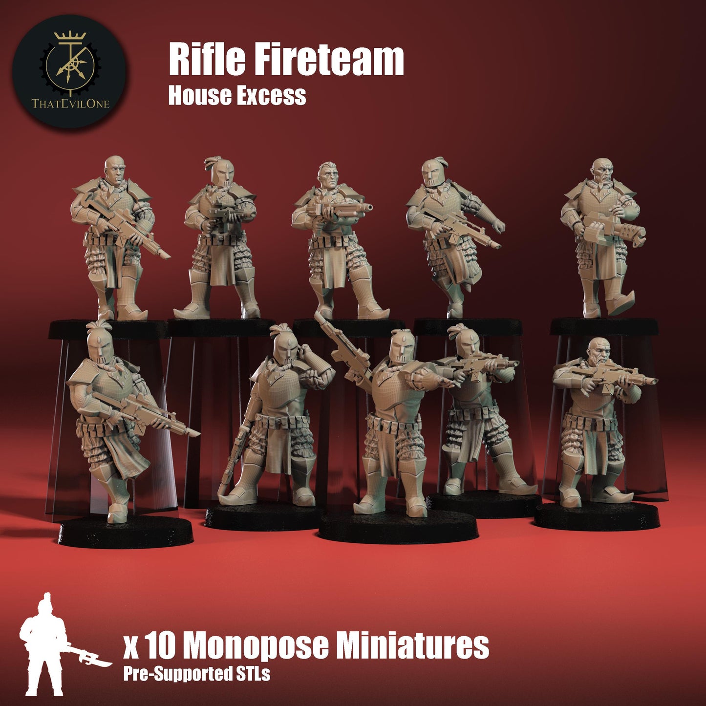 House Excess Riflemen, Monopose Sci-Fi warriors by ThatEvilOne, Sci-Fi Wargames Proxy, Imperial heretic Auxillia Landsknecht Models