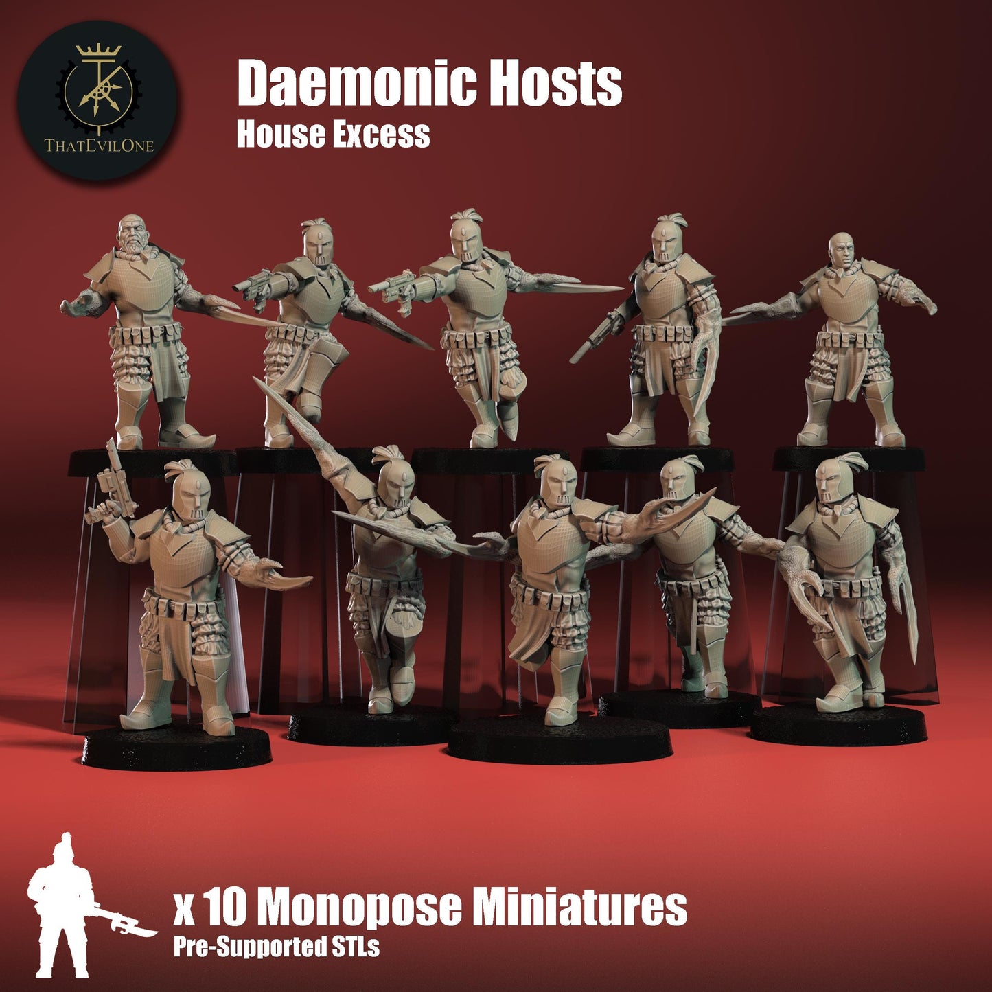 House Excess Daemonic Hosts, Monopose Sci-Fi warriors by ThatEvilOne, Sci-Fi Wargames Proxy, Imperial heretic Auxilia Landsknecht