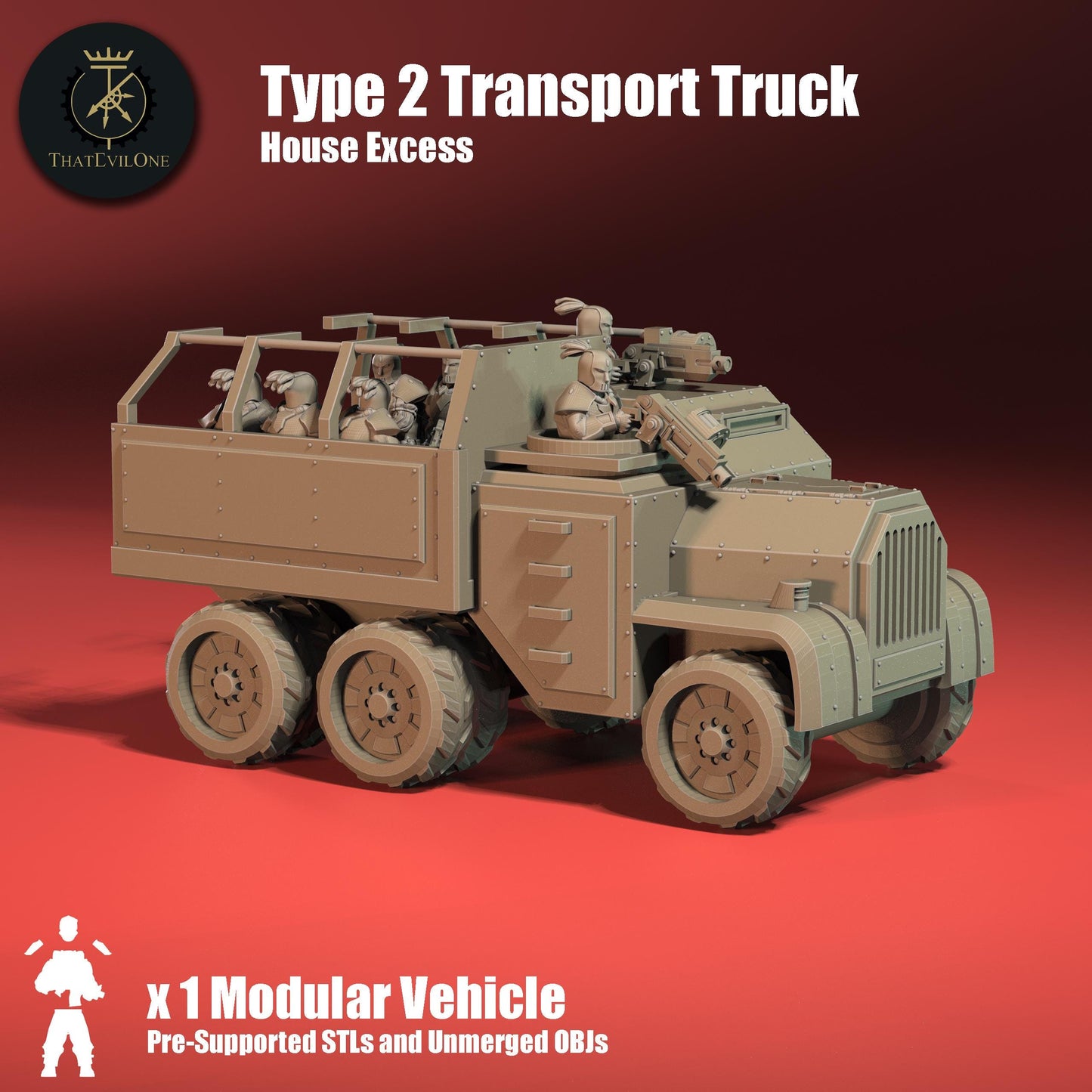 House Excess Transport Truck, Modular Sci-Fi Vehicle by ThatEvilOne, Sci-Fi Wargames Proxy, Imperial heretic Auxilia Transport Truck