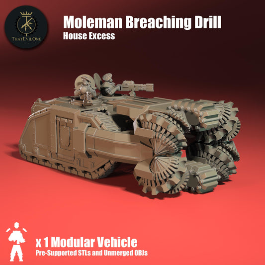 Moleman Breaching Drill, Modular Sci-Fi Vehicle by ThatEvilOne, Sci-Fi Wargames Proxy, Imperial heretic Auxillia Transport Assault Drill
