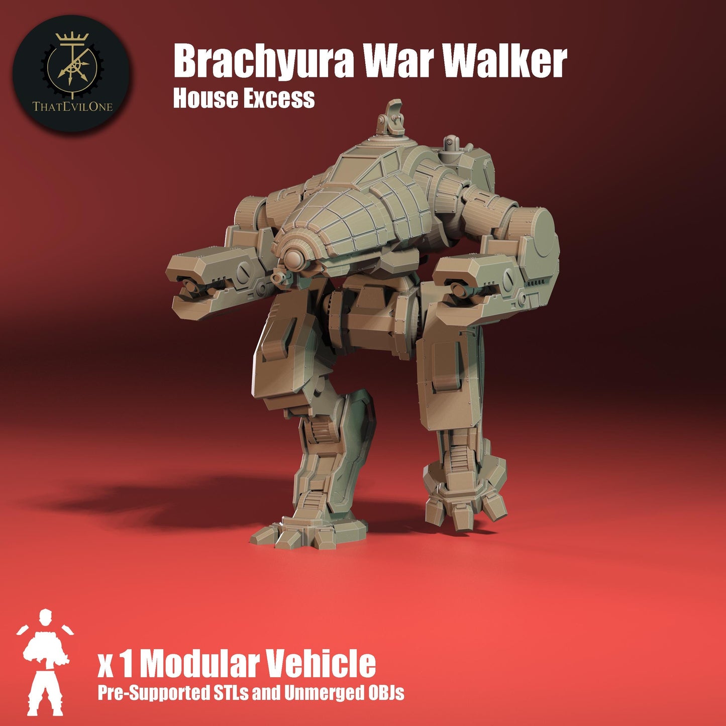 Brachyura War Walker, Modular Sci-Fi Vehicle by ThatEvilOne, Sci-Fi Wargames Proxy, Imperial heretic Auxillia Heavy Sentinel