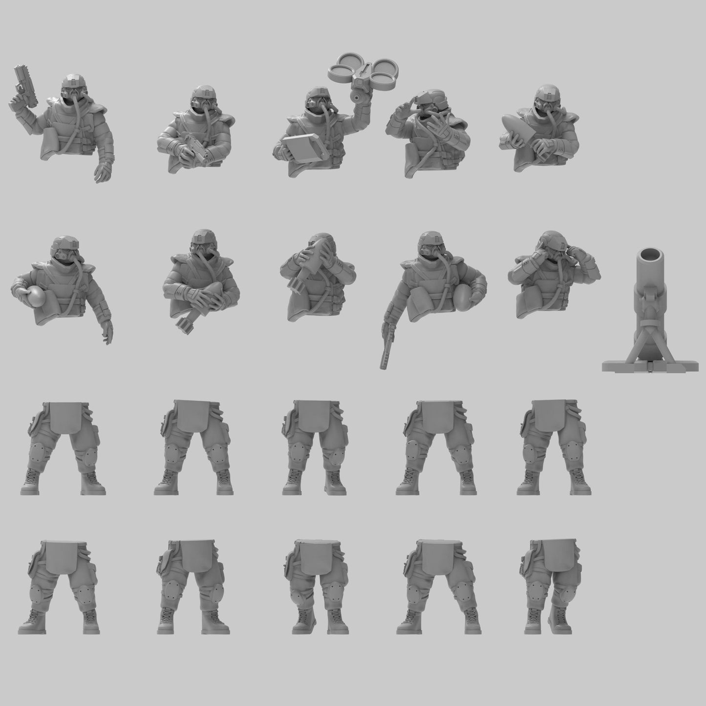 Heck Ghost Support Infantry w/ Mortars, Semi-modular Sci-Fi warriors by ThatEvilOne, Sci-Fi Wargames Guard Proxy, Imperial Auxilia Army