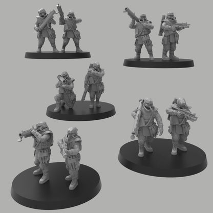 Heck Ghost Support Infantry w/ Rockets, Semi-modular Sci-Fi warriors by ThatEvilOne, Sci-Fi Wargames Guard Proxy, Imperial Auxilia Army