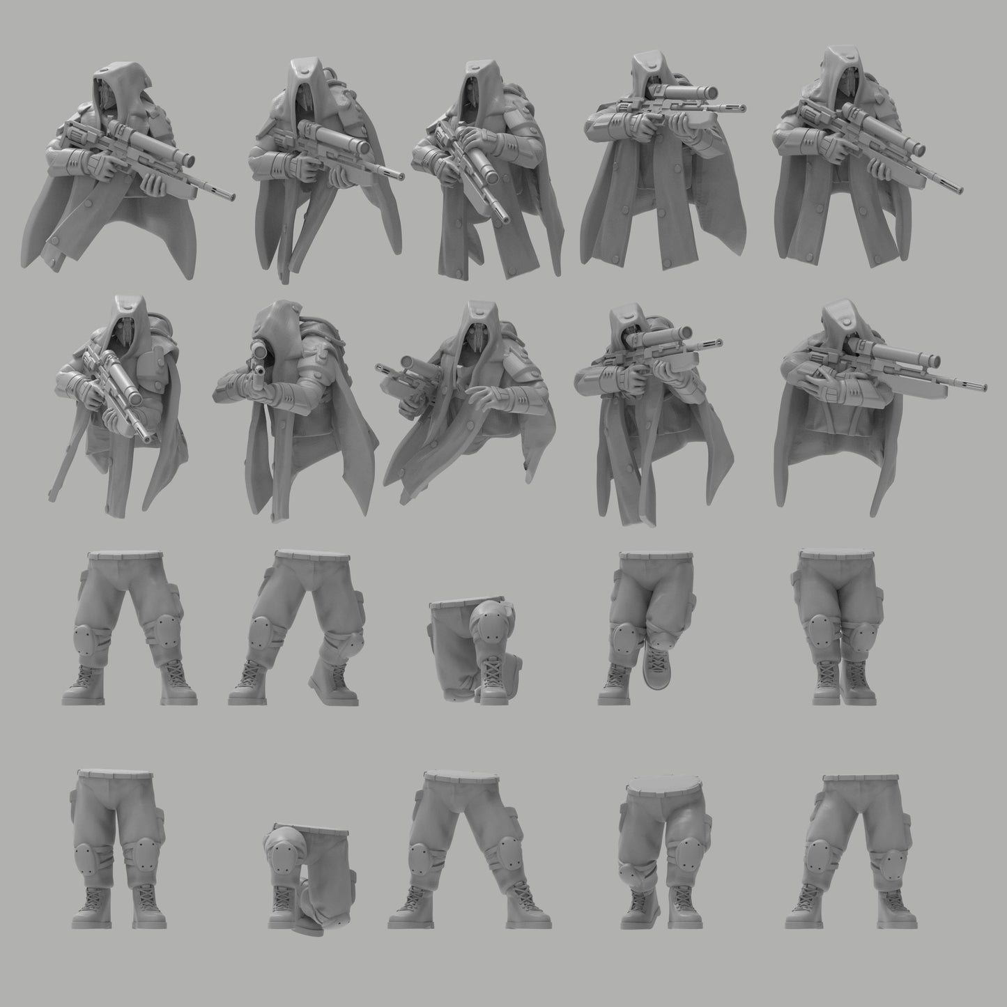 Recon Infantry w/ Sniper Rifles, Semi-modular Sci-Fi warriors by ThatEvilOne, Sci-Fi Wargames Guard Proxy, Imperial Auxilia Army