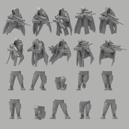 Recon Infantry w/ Sniper Rifles, Semi-modular Sci-Fi warriors by ThatEvilOne, Sci-Fi Wargames Guard Proxy, Imperial Auxilia Army