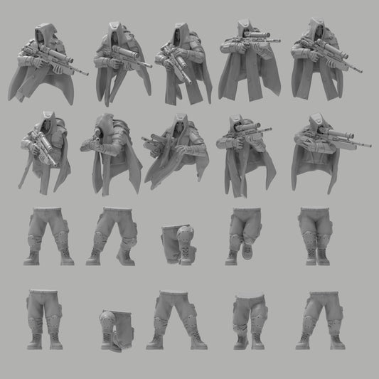 Recon Infantry w/ Sniper Rifles, Semi-modular Sci-Fi warriors by ThatEvilOne, Sci-Fi Wargames Guard Proxy, Imperial Auxilia Army