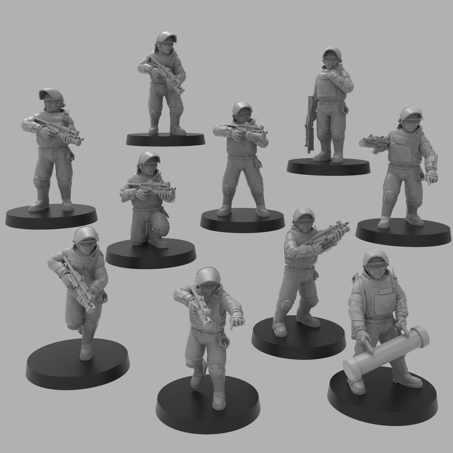 Heck Ghosts Security Officer w/ SMGs, Semi-modular Sci-Fi warriors by ThatEvilOne, Sci-Fi Wargames Guard Proxy, Imperial Auxillia Army