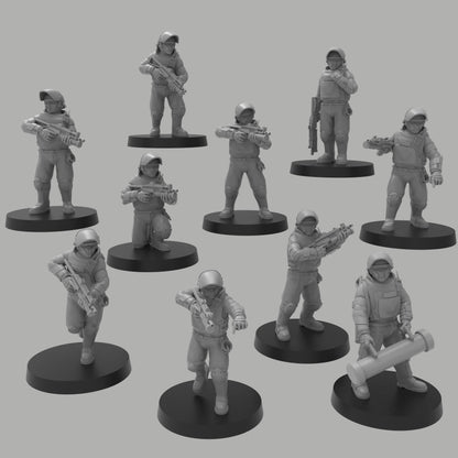 Heck Ghosts Security Officer w/ SMGs, Semi-modular Sci-Fi warriors by ThatEvilOne, Sci-Fi Wargames Guard Proxy, Imperial Auxillia Army