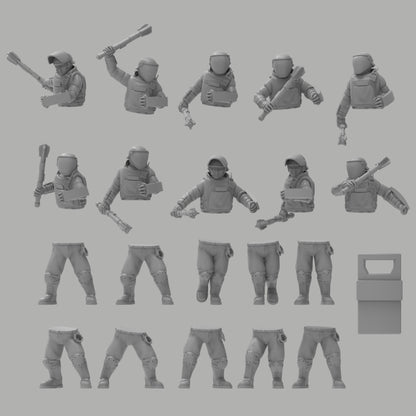 Heck Ghosts Security Officer w/ Mauls, Semi-modular Sci-Fi warriors by ThatEvilOne, Sci-Fi Wargames Guard Proxy, Imperial Auxilia Army