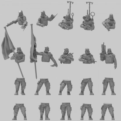 Heck Ghosts Assault Infantry w/ Command, Semi-modular Sci-Fi warriors by ThatEvilOne, Sci-Fi Wargames Guard Proxy, Imperial Auxilia Army