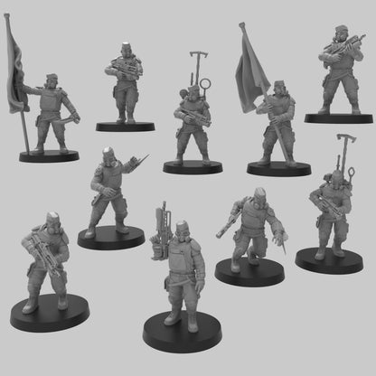 Heck Ghosts Assault Infantry w/ Command, Semi-modular Sci-Fi warriors by ThatEvilOne, Sci-Fi Wargames Guard Proxy, Imperial Auxilia Army