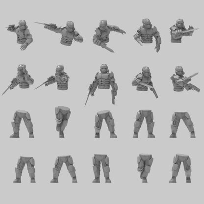 Heck Ghosts Advanced Shocktroops w/ Wrist Blades, Semi-modular Sci-Fi warriors by ThatEvilOne, Sci-fi Wargames Guard Proxy