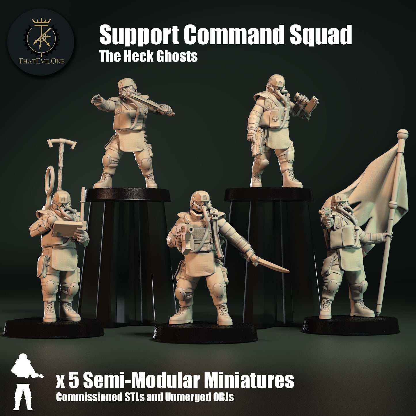 Heck Ghosts Support Command Squad, Semi-modular Sci-Fi warriors by ThatEvilOne, Sci-Fi Wargames Guard Proxy, Imperial Auxilia Army