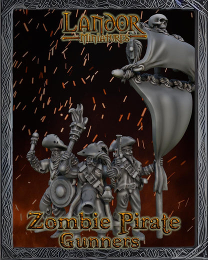 Zombie Pirates Gunners, Modular Undead Swashbucklers by Landor Miniatures! Vampire Coast for Fantasy Wargames