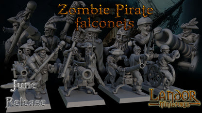 Zombie Pirates Falconets, Modular Undead Swashbucklers by Landor Miniatures! Vampire Coast for Fantasy Wargames
