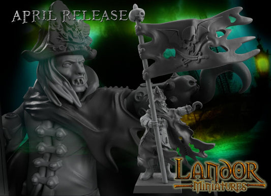Vampire Pirate Captain, Modular Undead Swashbucklers by Landor Miniatures! Vampire Coast for Fantasy Wargames