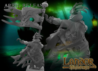 Vampire Pirate Captain, Modular Undead Swashbucklers by Landor Miniatures! Vampire Coast for Fantasy Wargames