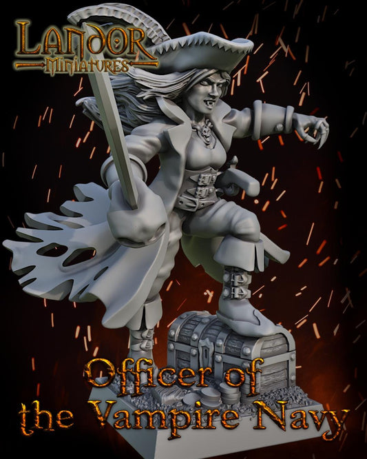 Vampire Pirate Captain, Modular Undead Swashbucklers by Landor Miniatures! Vampire Coast for Fantasy Wargames