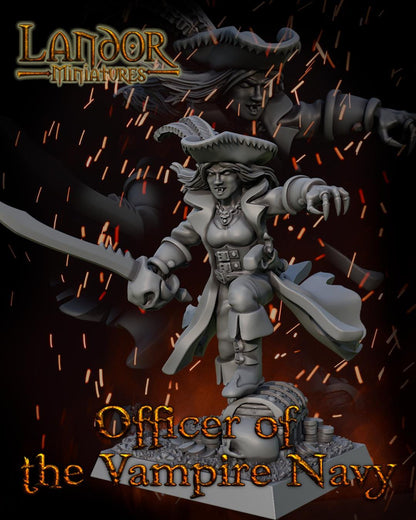 Vampire Pirate Captain, Modular Undead Swashbucklers by Landor Miniatures! Vampire Coast for Fantasy Wargames