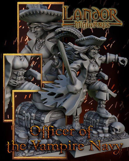 Vampire Pirate Captain, Modular Undead Swashbucklers by Landor Miniatures! Vampire Coast for Fantasy Wargames
