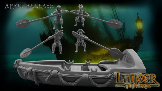 Pirate Rowboat, Modular Undead Swashbucklers by Landor Miniatures! Vampire Coast for Fantasy Wargames