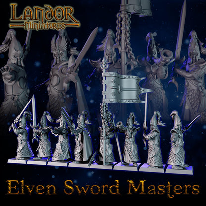 Elven Sword Masters, Modular High Elven miniatures by Landor Miniatures! High Elves for Fantasy Wargames