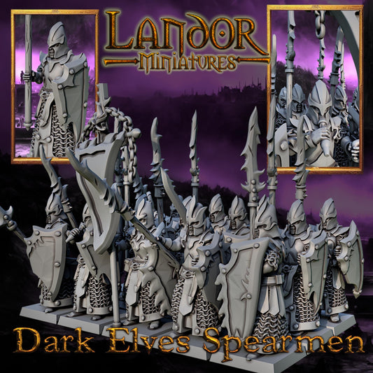 Dark elves Spearmen, Modular Dark Elven miniatures by Landor Miniatures! Dark Elves for Fantasy Wargames