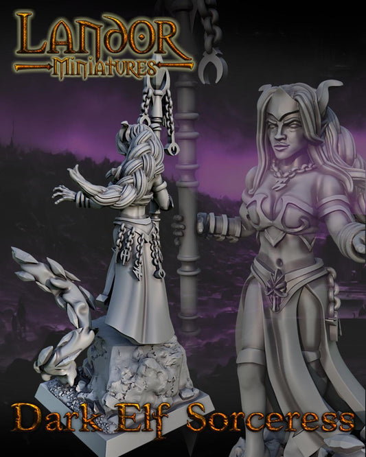 Dark Elf Sorceress, Modular Dark Elven miniatures by Landor Miniatures! Dark Elves for Fantasy Wargames