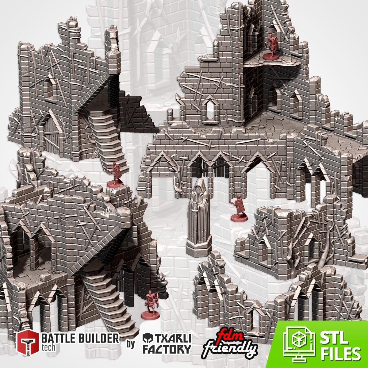 Modular CURSED FORTRESS by Txarli Factory Fantasy Terrain Ruined Castle Set, Perfect for Tabletop Wargames