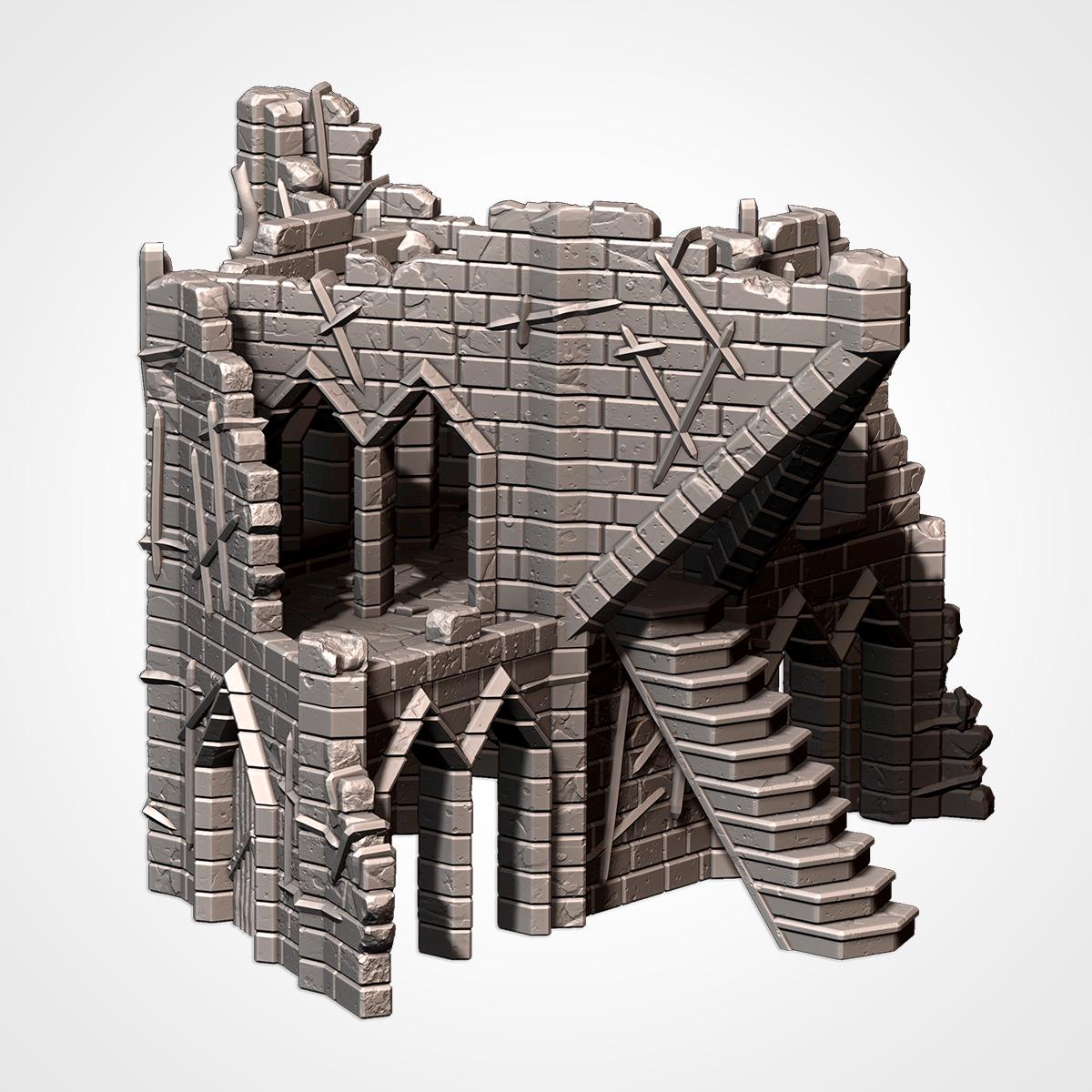 Modular CURSED FORTRESS by Txarli Factory Fantasy Terrain Ruined Castle Set, Perfect for Tabletop Wargames