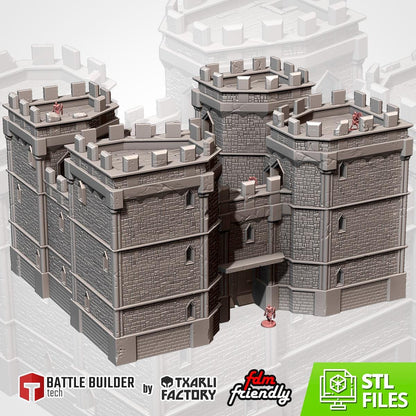 Modular CASTLE / STRONGHOLD by Txarli Factory Fantasy Terrain Ruined Castle Set, Perfect for Tabletop Wargames