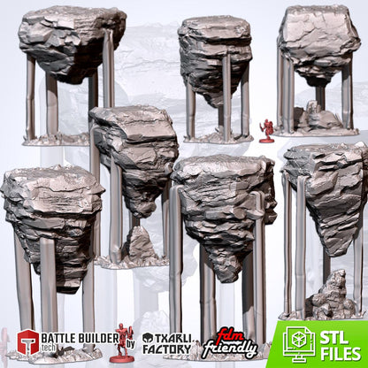 Modular FLOATING ROCKS Txarli Factory Fantasy Dimension Terrain, Gravitational Anomaly Set, Perfect for Tabletop Wargames