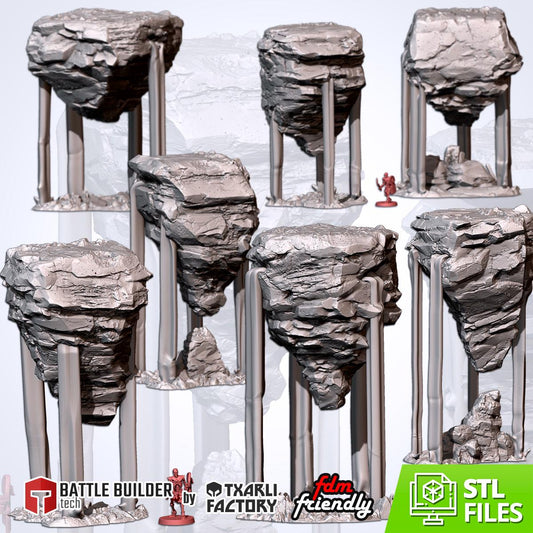 Modular FLOATING ROCKS Txarli Factory Fantasy Dimension Terrain, Gravitational Anomaly Set, Perfect for Tabletop Wargames
