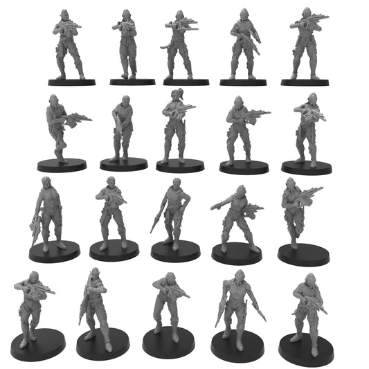 Elven Reaver Militia, monopose Sci-Fi warriors by ThatEvilOne, Grimdark Space elf proxy