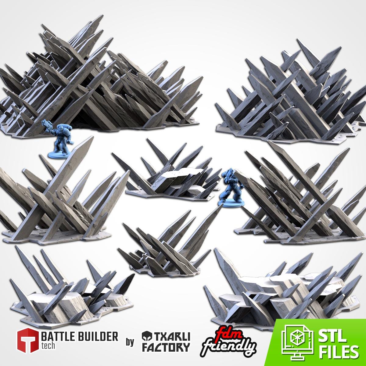 ICE CRYSTAL TERRAIN Modular Wargaming Hill Terrain by Txarli Factory for Tabletop Wargames