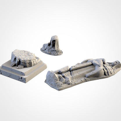 Modular MIDDLE EARTH terrain by Txarli Factory Fantasy Terrain Ruined Statues Set, Perfect for Tabletop Wargames