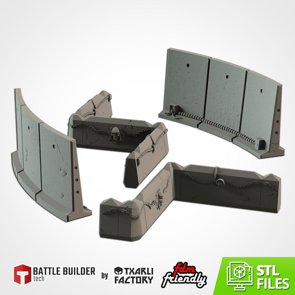 Modular BARRICADES set Txarli Factory Ruined 40k Scatter Terrain Set, Perfect for Tabletop Wargames