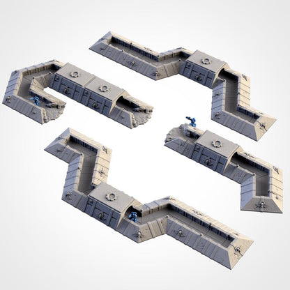 Modular CONCRETE TRENCHES set Txarli Factory Ruined 40k Heliport Terrain Set, Perfect for Tabletop Wargames