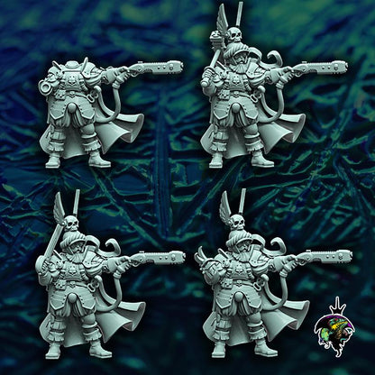 Lazknecht Commander, Space Castellan Proxy, Sci-Fi Wargames Miniatures by Reptilian Overlords, Grimdark Guardsmen Character